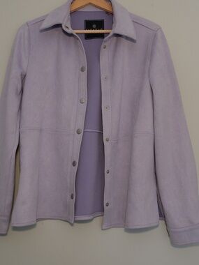 Bagatelle Collection Lavender Faux Suede Snap Jacket Size XS Lined Pointed Colla